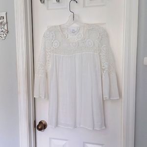Blouse Top Baby Doll white Lace & gauze Summer Med Victorian Shabby Chic SZ M